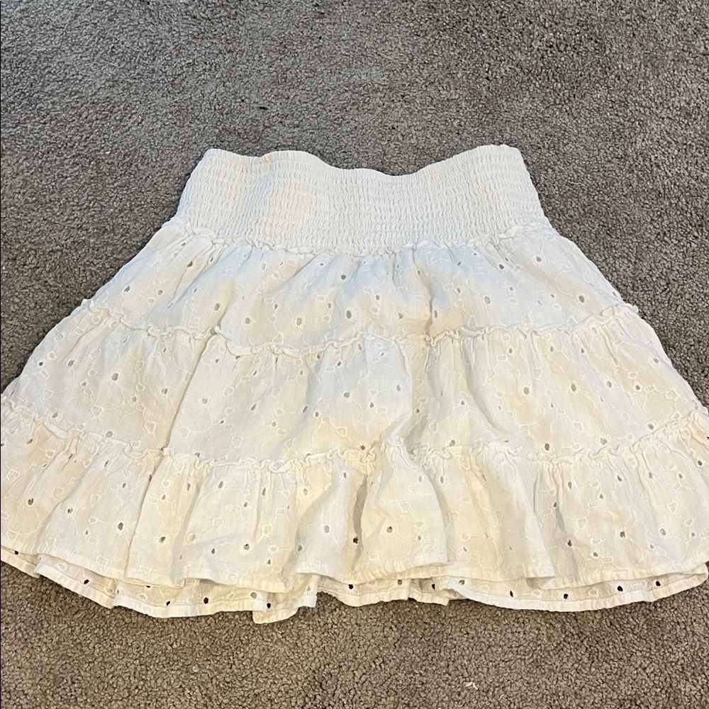 American Eagle Outfitters White Eyelet A-Line Skirt